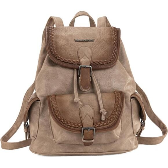 Backpack Purse for Women Washed Leather-khaki